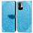 Leather Case Stands Fashionable Pattern Flip Cover Holder S04D for Xiaomi Redmi Note 10 5G Blue