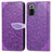 Leather Case Stands Fashionable Pattern Flip Cover Holder S04D for Xiaomi Redmi Note 10 Pro 4G Purple