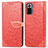 Leather Case Stands Fashionable Pattern Flip Cover Holder S04D for Xiaomi Redmi Note 10 Pro 4G Red