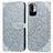 Leather Case Stands Fashionable Pattern Flip Cover Holder S04D for Xiaomi Redmi Note 10T 5G Gray