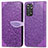 Leather Case Stands Fashionable Pattern Flip Cover Holder S04D for Xiaomi Redmi Note 11 4G (2022) Purple