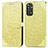 Leather Case Stands Fashionable Pattern Flip Cover Holder S04D for Xiaomi Redmi Note 11 Pro 5G Yellow