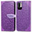 Leather Case Stands Fashionable Pattern Flip Cover Holder S04D for Xiaomi Redmi Note 11 SE 5G Purple