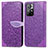 Leather Case Stands Fashionable Pattern Flip Cover Holder S04D for Xiaomi Redmi Note 11S 5G Purple