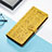 Leather Case Stands Fashionable Pattern Flip Cover Holder S05D for Huawei Honor 80 Pro 5G Yellow