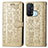 Leather Case Stands Fashionable Pattern Flip Cover Holder S05D for Oppo Reno5 A Gold