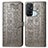 Leather Case Stands Fashionable Pattern Flip Cover Holder S05D for Oppo Reno5 A Gray