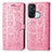 Leather Case Stands Fashionable Pattern Flip Cover Holder S05D for Oppo Reno5 A Pink