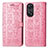 Leather Case Stands Fashionable Pattern Flip Cover Holder S05D for Oppo Reno8 T 4G Pink