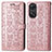 Leather Case Stands Fashionable Pattern Flip Cover Holder S05D for Oppo Reno8 T 4G Rose Gold