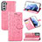 Leather Case Stands Fashionable Pattern Flip Cover Holder S05D for Samsung Galaxy S21 FE 5G