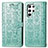 Leather Case Stands Fashionable Pattern Flip Cover Holder S05D for Samsung Galaxy S21 Ultra 5G Green