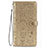 Leather Case Stands Fashionable Pattern Flip Cover Holder S05D for Samsung Galaxy S22 Plus 5G Gold