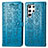 Leather Case Stands Fashionable Pattern Flip Cover Holder S05D for Samsung Galaxy S24 Ultra 5G Blue