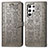 Leather Case Stands Fashionable Pattern Flip Cover Holder S05D for Samsung Galaxy S24 Ultra 5G Gray