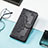 Leather Case Stands Fashionable Pattern Flip Cover Holder S05D for Xiaomi Redmi 12C 4G Black