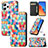 Leather Case Stands Fashionable Pattern Flip Cover Holder S06D for Xiaomi Redmi 12 4G