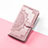 Leather Case Stands Fashionable Pattern Flip Cover Holder S07D for Google Pixel 4a 5G Rose Gold