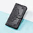 Leather Case Stands Fashionable Pattern Flip Cover Holder S07D for Google Pixel 6 Pro 5G Black