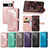 Leather Case Stands Fashionable Pattern Flip Cover Holder S07D for Google Pixel 7 5G