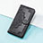 Leather Case Stands Fashionable Pattern Flip Cover Holder S07D for Huawei Enjoy 50 Pro Black