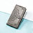 Leather Case Stands Fashionable Pattern Flip Cover Holder S07D for Huawei Enjoy 50 Pro Gray