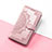 Leather Case Stands Fashionable Pattern Flip Cover Holder S07D for Huawei Enjoy 50 Pro Rose Gold