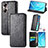 Leather Case Stands Fashionable Pattern Flip Cover Holder S07D for Huawei Honor 60 5G