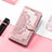 Leather Case Stands Fashionable Pattern Flip Cover Holder S07D for Huawei Honor 60 SE 5G Rose Gold