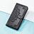 Leather Case Stands Fashionable Pattern Flip Cover Holder S07D for Huawei Honor V40 5G Black