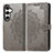 Leather Case Stands Fashionable Pattern Flip Cover Holder S07D for Samsung Galaxy S21 FE 5G Gray