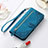 Leather Case Stands Fashionable Pattern Flip Cover Holder S07D for Samsung Galaxy S22 Plus 5G Blue