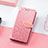 Leather Case Stands Fashionable Pattern Flip Cover Holder S08D for Huawei Honor 60 SE 5G Rose Gold