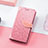 Leather Case Stands Fashionable Pattern Flip Cover Holder S08D for Huawei Honor Magic3 5G Rose Gold