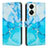 Leather Case Stands Fashionable Pattern Flip Cover Holder Y01X for OnePlus Nord 2T 5G Blue