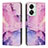 Leather Case Stands Fashionable Pattern Flip Cover Holder Y01X for OnePlus Nord 2T 5G Purple