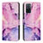 Leather Case Stands Fashionable Pattern Flip Cover Holder Y01X for Oppo A53s 5G Purple