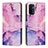 Leather Case Stands Fashionable Pattern Flip Cover Holder Y01X for Oppo A74 5G Purple