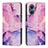 Leather Case Stands Fashionable Pattern Flip Cover Holder Y01X for Oppo A96 5G Purple