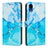 Leather Case Stands Fashionable Pattern Flip Cover Holder Y01X for Samsung Galaxy A03 Core Blue