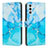 Leather Case Stands Fashionable Pattern Flip Cover Holder Y01X for Samsung Galaxy A13 5G Blue
