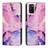 Leather Case Stands Fashionable Pattern Flip Cover Holder Y01X for Samsung Galaxy F02S SM-E025F Purple