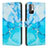 Leather Case Stands Fashionable Pattern Flip Cover Holder Y01X for Xiaomi POCO M3 Pro 5G Blue