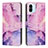 Leather Case Stands Fashionable Pattern Flip Cover Holder Y01X for Xiaomi Redmi A1 Purple