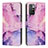 Leather Case Stands Fashionable Pattern Flip Cover Holder Y01X for Xiaomi Redmi Note 11 4G (2021) Purple