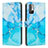 Leather Case Stands Fashionable Pattern Flip Cover Holder Y01X for Xiaomi Redmi Note 11 SE 5G Blue