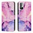 Leather Case Stands Fashionable Pattern Flip Cover Holder Y01X for Xiaomi Redmi Note 11 SE 5G Purple