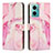 Leather Case Stands Fashionable Pattern Flip Cover Holder Y01X for Xiaomi Redmi Note 11E 5G Pink