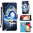 Leather Case Stands Fashionable Pattern Flip Cover Holder Y02B for Samsung Galaxy A02s Navy Blue