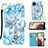 Leather Case Stands Fashionable Pattern Flip Cover Holder Y02B for Samsung Galaxy A12 5G Mint Blue